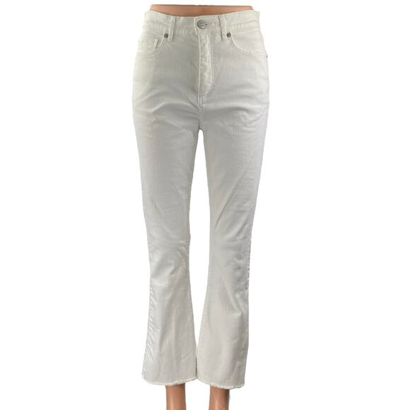 Ann Taylor LOFT Womens White High Rise Flare Bootcut Cropped Denim Jeans Size 26 - Picture 1 of 6